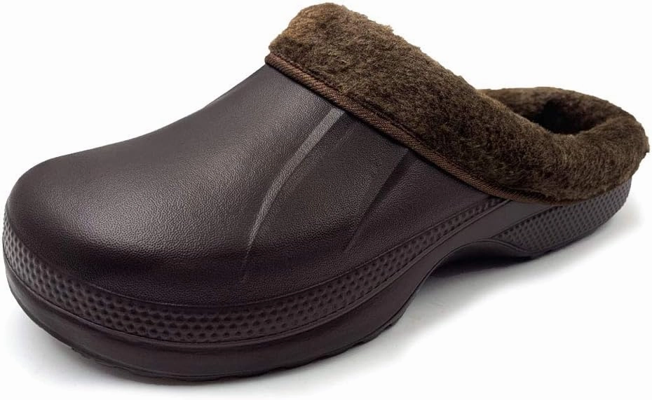 Amoji Fur Lined Clogs Fleece Garden Slippers House Home Winter Clogs Shoes