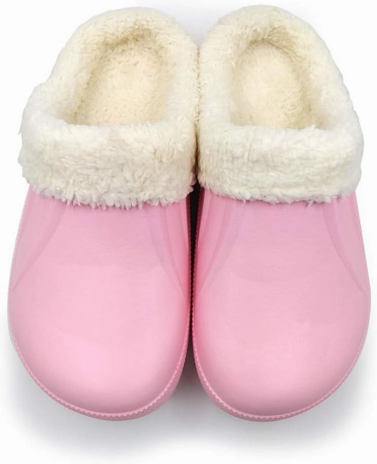 Amoji Fur Lined Clogs Fleece Garden Slippers House Home Winter Clogs Shoes
