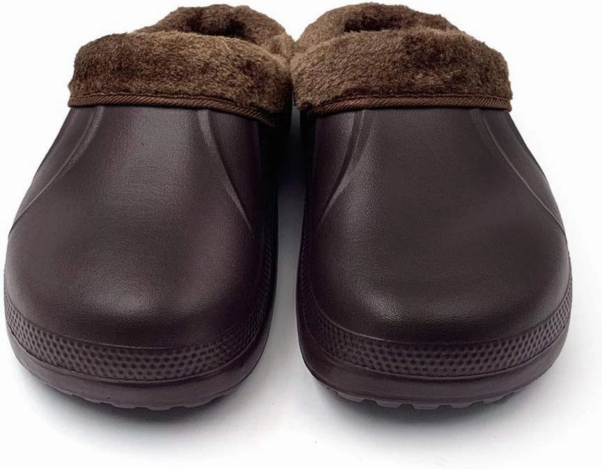 Amoji Fur Lined Clogs Fleece Garden Slippers House Home Winter Clogs Shoes