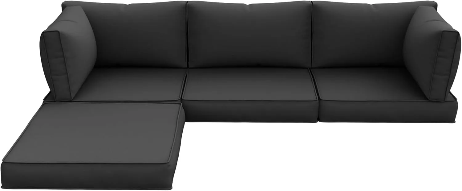 Amopatio Outdoor Cushions, Patio Furniture Replacement Cushions, Cushions for Outdoor Furniture, Waterproof & Fade Resistant(Cushion Cores & Covers, Black)