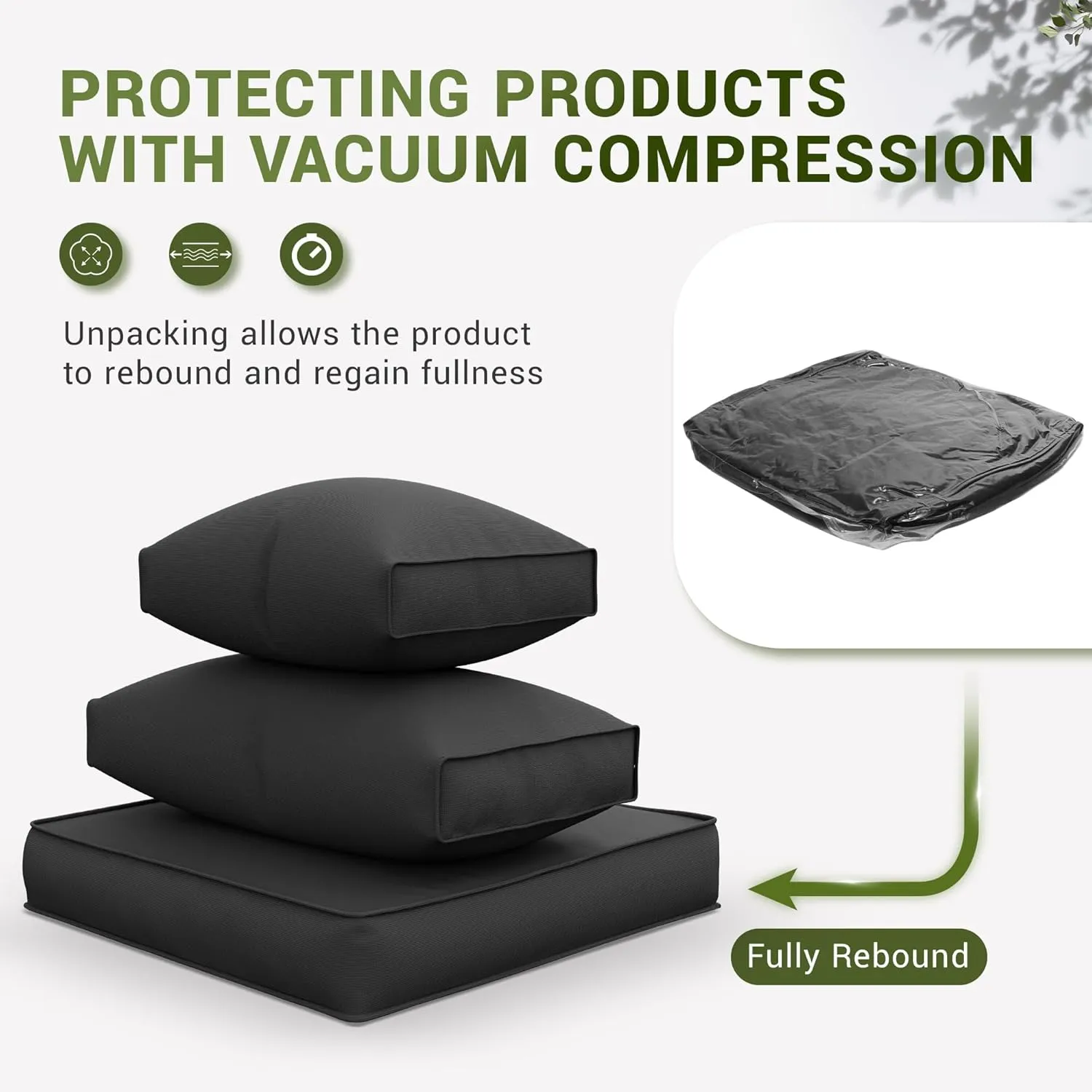 Amopatio Outdoor Cushions, Patio Furniture Replacement Cushions, Cushions for Outdoor Furniture, Waterproof & Fade Resistant(Cushion Cores & Covers, Black)