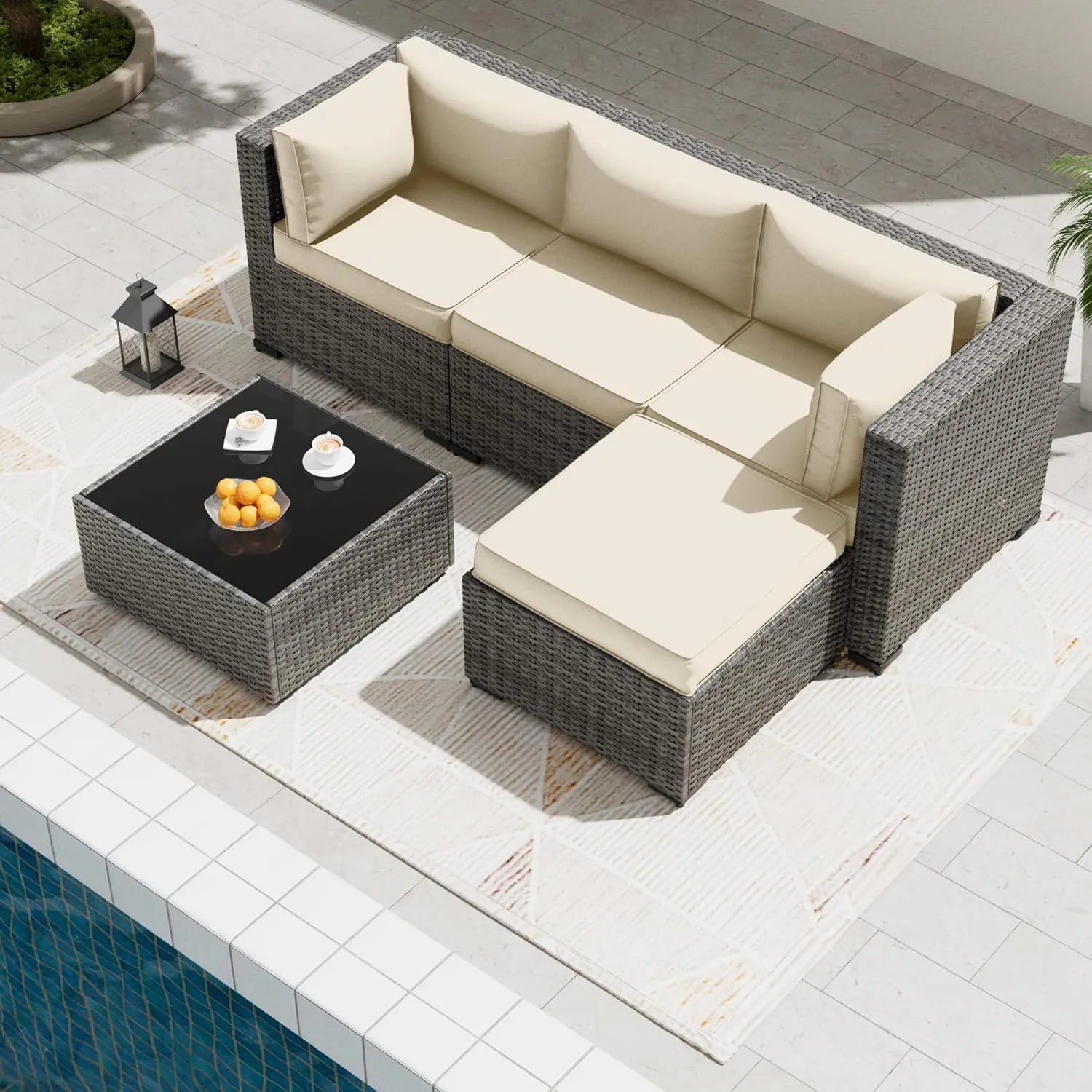 Amopatio Outdoor Cushions, Patio Furniture Replacement Cushions, Cushions for Outdoor Furniture, Waterproof & Fade Resistant(Cushion Cores & Covers, Cream)
