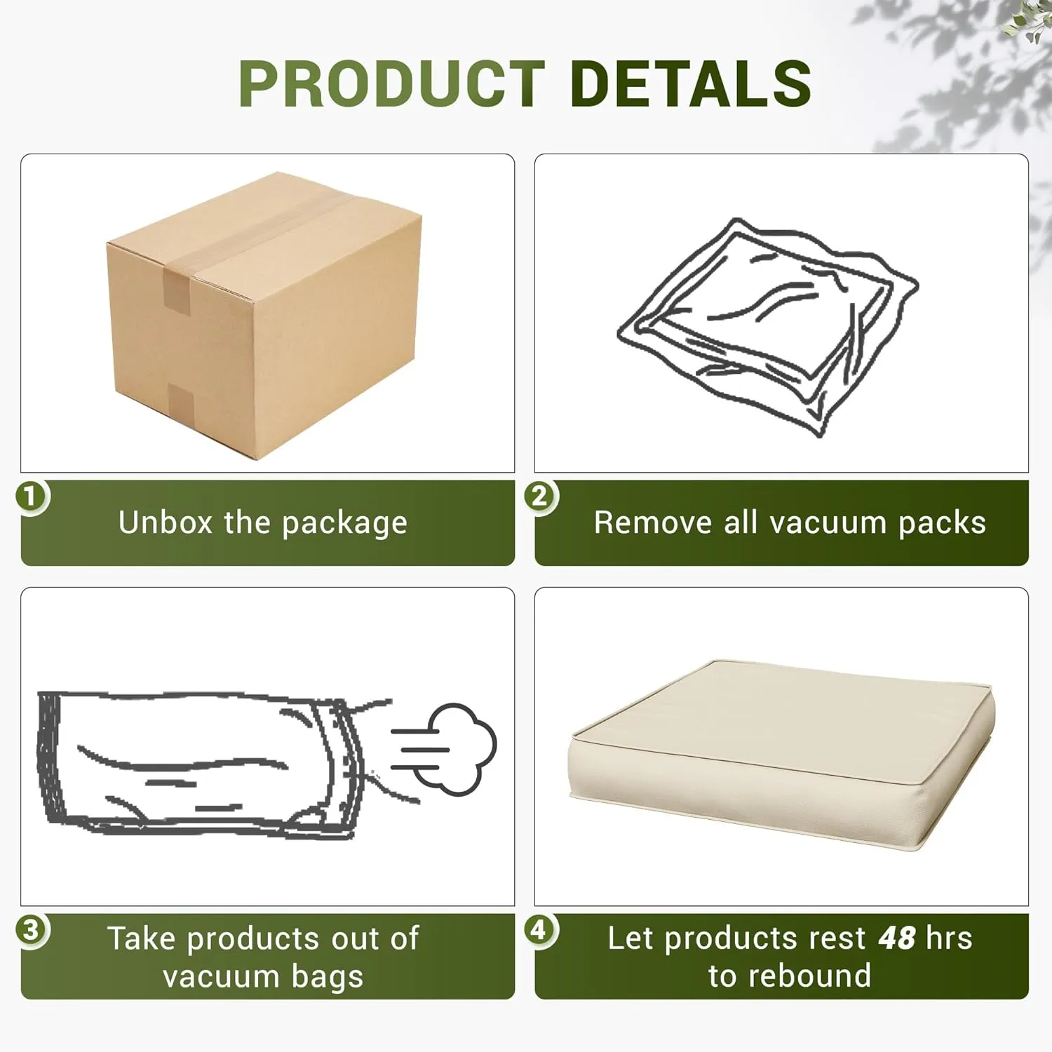 Amopatio Outdoor Cushions, Patio Furniture Replacement Cushions, Cushions for Outdoor Furniture, Waterproof & Fade Resistant(Cushion Cores & Covers, Cream)