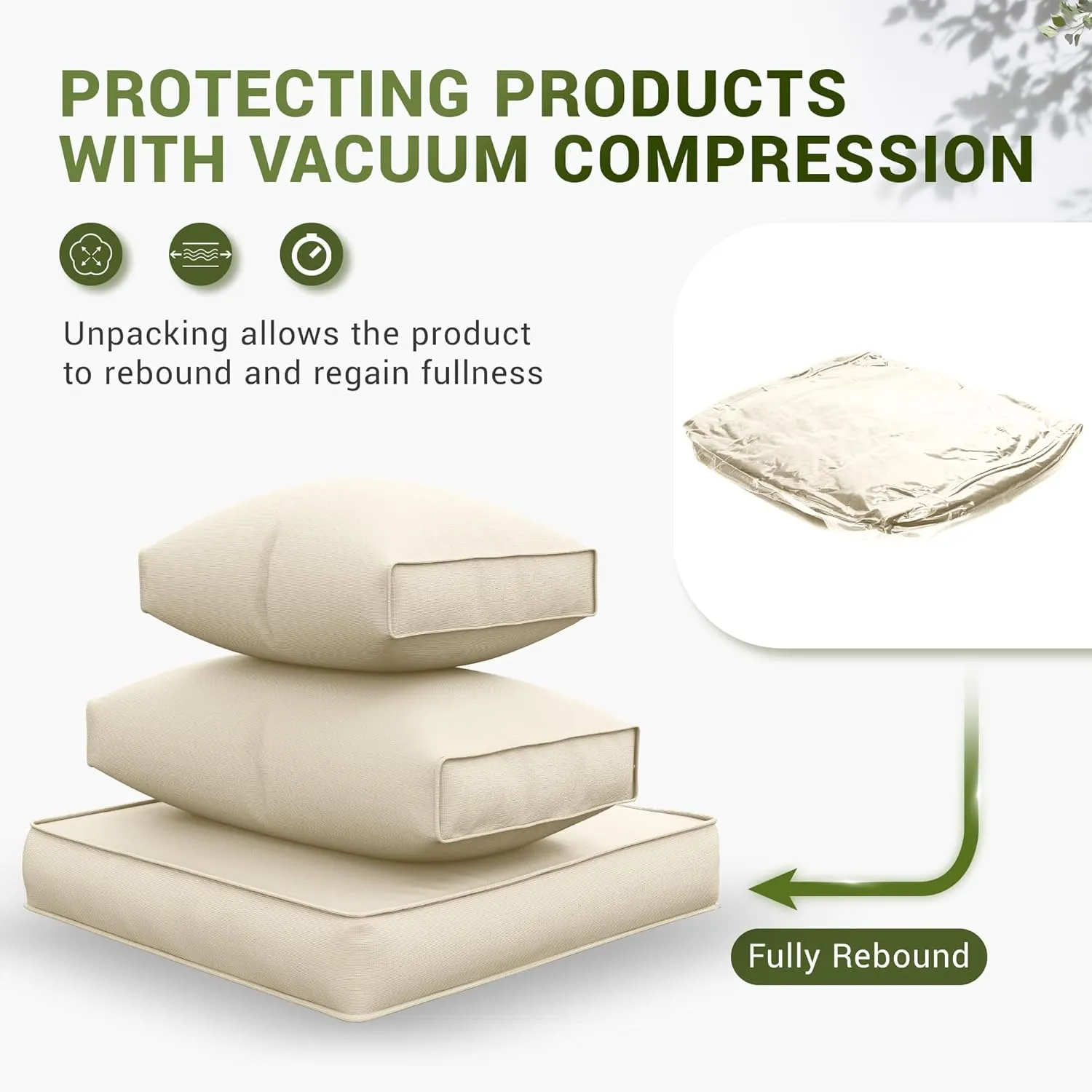 Amopatio Outdoor Cushions, Patio Furniture Replacement Cushions, Cushions for Outdoor Furniture, Waterproof & Fade Resistant(Cushion Cores & Covers, Cream)