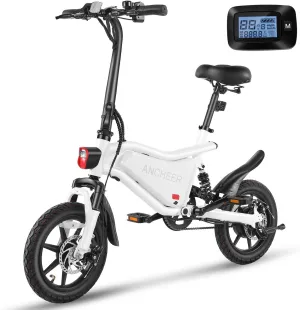 ANCHEER 14” Folding Electric Bike for Adults, 20MPH Ebike with 350W Motor[Peak 500W], 48V 374Wh Battery, Rigid/Dual Suspension, UL 2849 Certified Electric Bicycle, Compact Electric Mini Bike for Teens