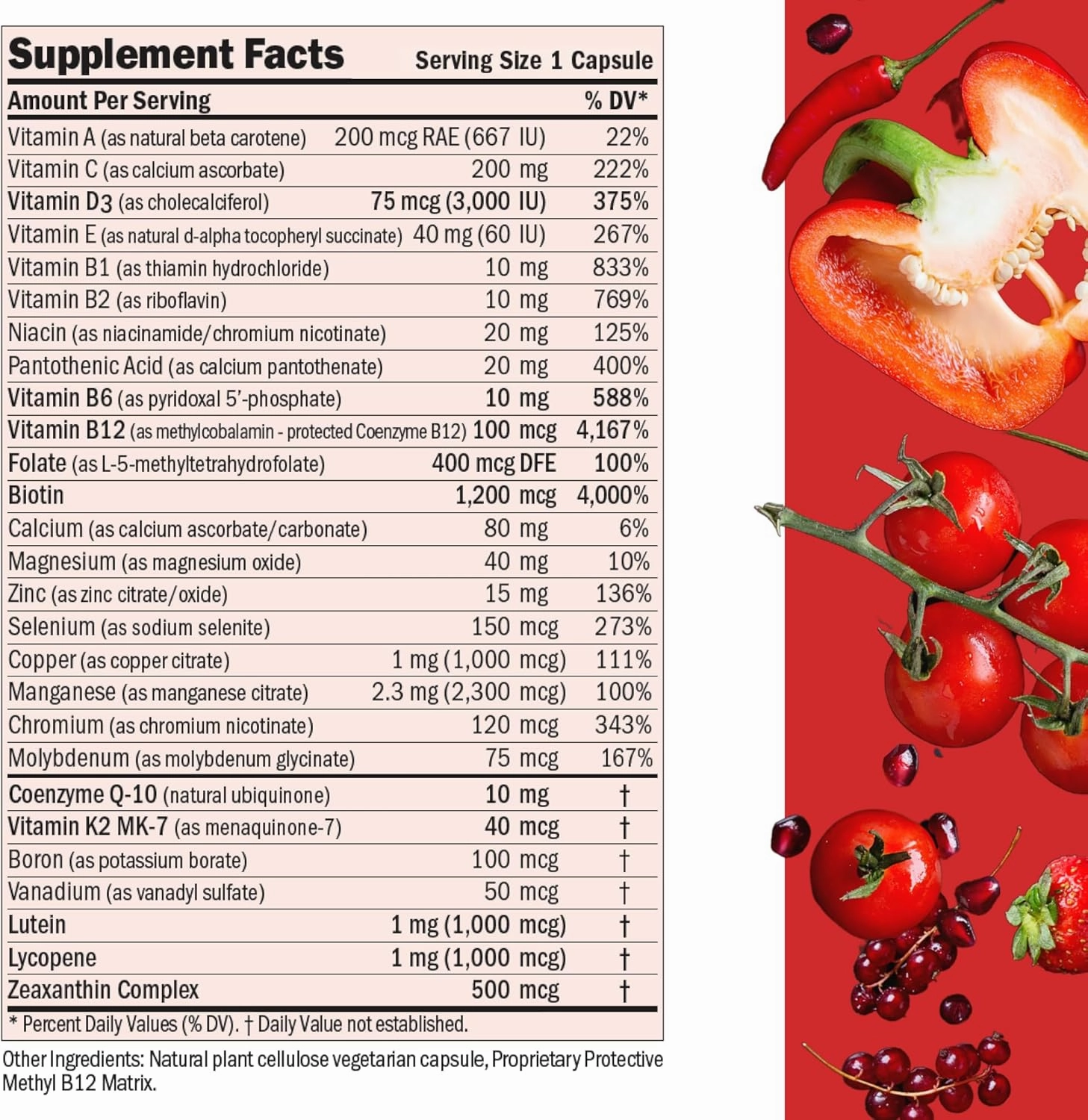 ANDREW LESSMAN Essential-1 Multivitamin 3000 IU Vitamin D3 180 Small Capsules - 100 mcg Methyl B12. CoQ10 Lutein Lycopene Zeaxanthin. High Potency. No Additives. Ultra-Mild. One Daily Capsule