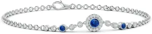 Angara Natural Blue Sapphire Chain Bracelet for Women in 14K Solid Gold | September Birthstone, Birthday, Engagement, Anniversary, Wedding Jewelry Gift for Women