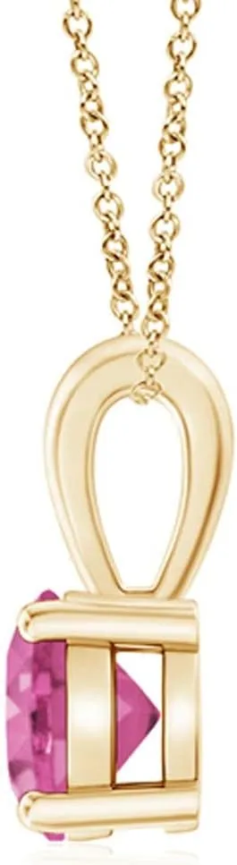 Angara Natural Classic Round Pink Sapphire Solitaire Pendant in Silver / 14K Solid Gold/Platinum | Birthday, Engagement, Anniversary, Wedding Jewelry Gift for Women