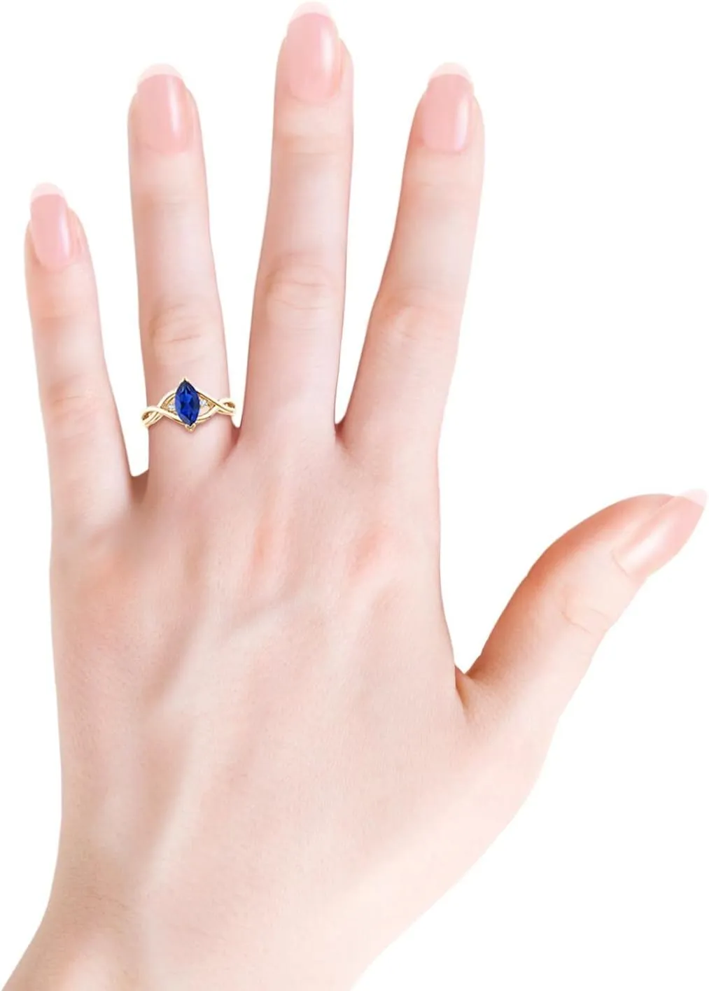 Angara Natural Criss-Cross Marquise Blue Sapphire Solitaire Engagement Ring with Diamonds in 14K Solid Gold/Platinum | September Birthstone, Birthday, Anniversary, Wedding Jewelry Gift for Women