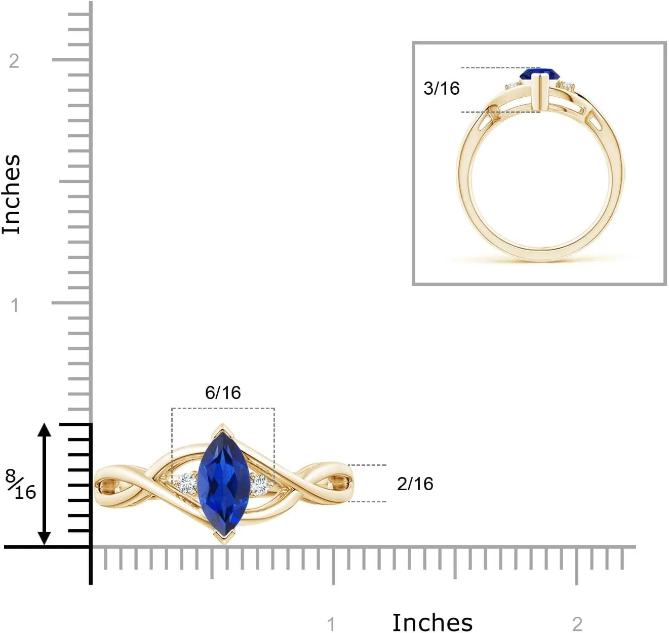 Angara Natural Criss-Cross Marquise Blue Sapphire Solitaire Engagement Ring with Diamonds in 14K Solid Gold/Platinum | September Birthstone, Birthday, Anniversary, Wedding Jewelry Gift for Women