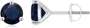 ANGARA Natural Martini-Set Round Blue Sapphire Stud Earrings in 14K Solid Gold/Platinum | September Birthstone, Birthday, Engagement, Anniversary, Wedding Jewelry Gift for Women