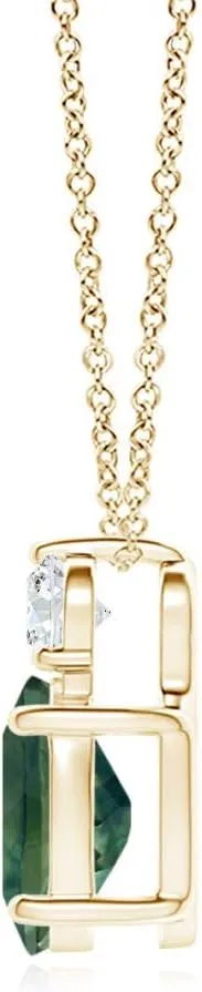 Angara Natural Oval Teal Montana Sapphire Solitaire Pendant with Diamond in Silver / 14K Solid Gold/Platinum | Birthday, Engagement, Anniversary, Wedding Jewelry Gift for Women