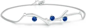 Angara Natural Round Sapphire Tree Branch Bracelet in 14K Solid Gold/Platinum | September Birthstone, Birthday, Engagement, Anniversary, Wedding Jewelry Gift for Women