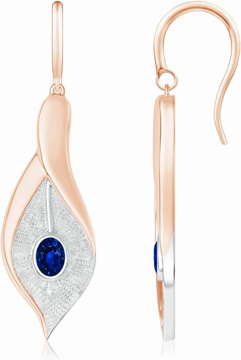 ANGARA Natural Bezel Set Sapphire Calla Lily Drop Earrings in 14K Solid Gold/Platinum | September Birthstone, Birthday, Engagement, Anniversary, Wedding Jewelry Gift for Women