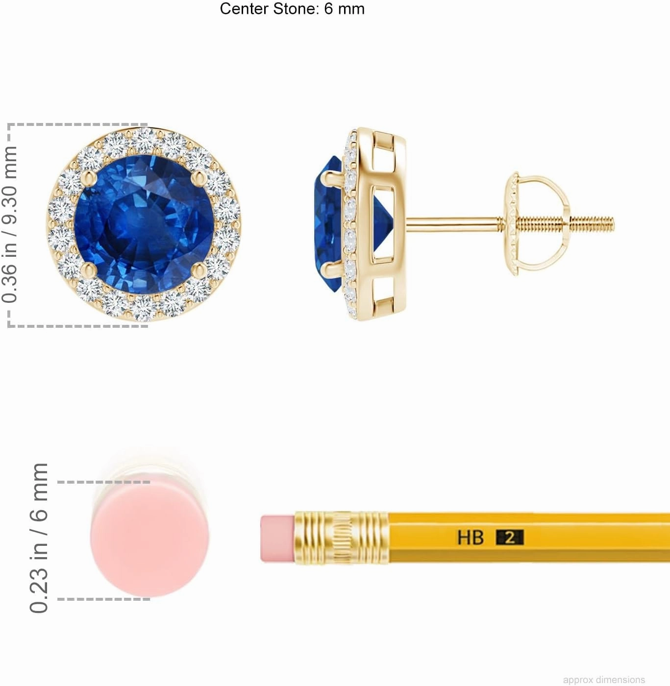 ANGARA Natural Vintage-Inspired Round Blue Sapphire Halo Stud Earrings in 14K Solid Gold/Platinum | September Birthstone, Birthday, Engagement, Anniversary, Wedding Jewelry Gift for Women