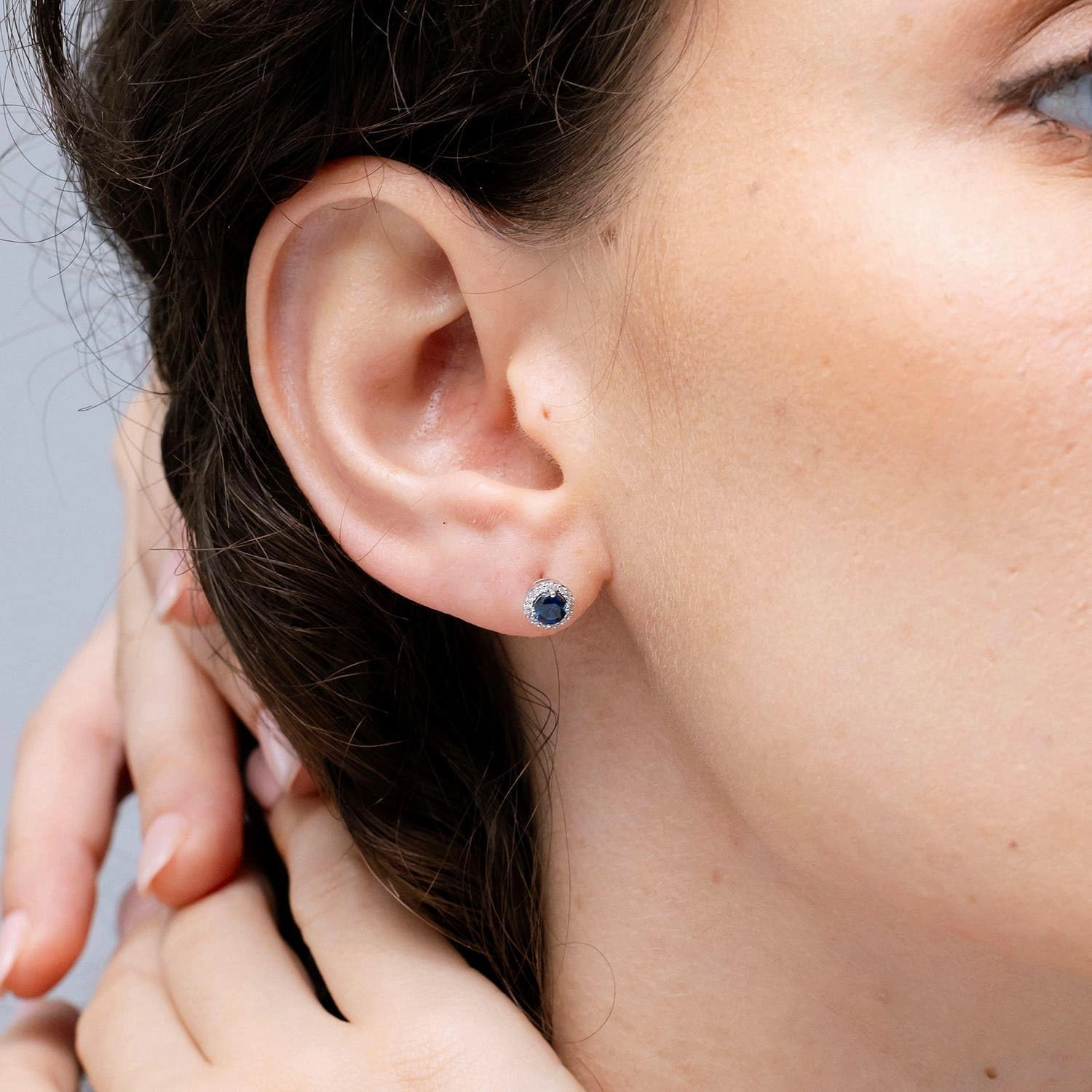 ANGARA Natural Vintage-Inspired Round Blue Sapphire Halo Stud Earrings in 14K Solid Gold/Platinum | September Birthstone, Birthday, Engagement, Anniversary, Wedding Jewelry Gift for Women