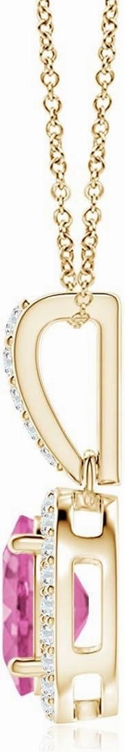 Angara Natural Vintage Style Oval Pink Sapphire Halo Pendant in 14K Solid Gold/Platinum | Birthday, Engagement, Anniversary, Wedding Jewelry Gift for Women