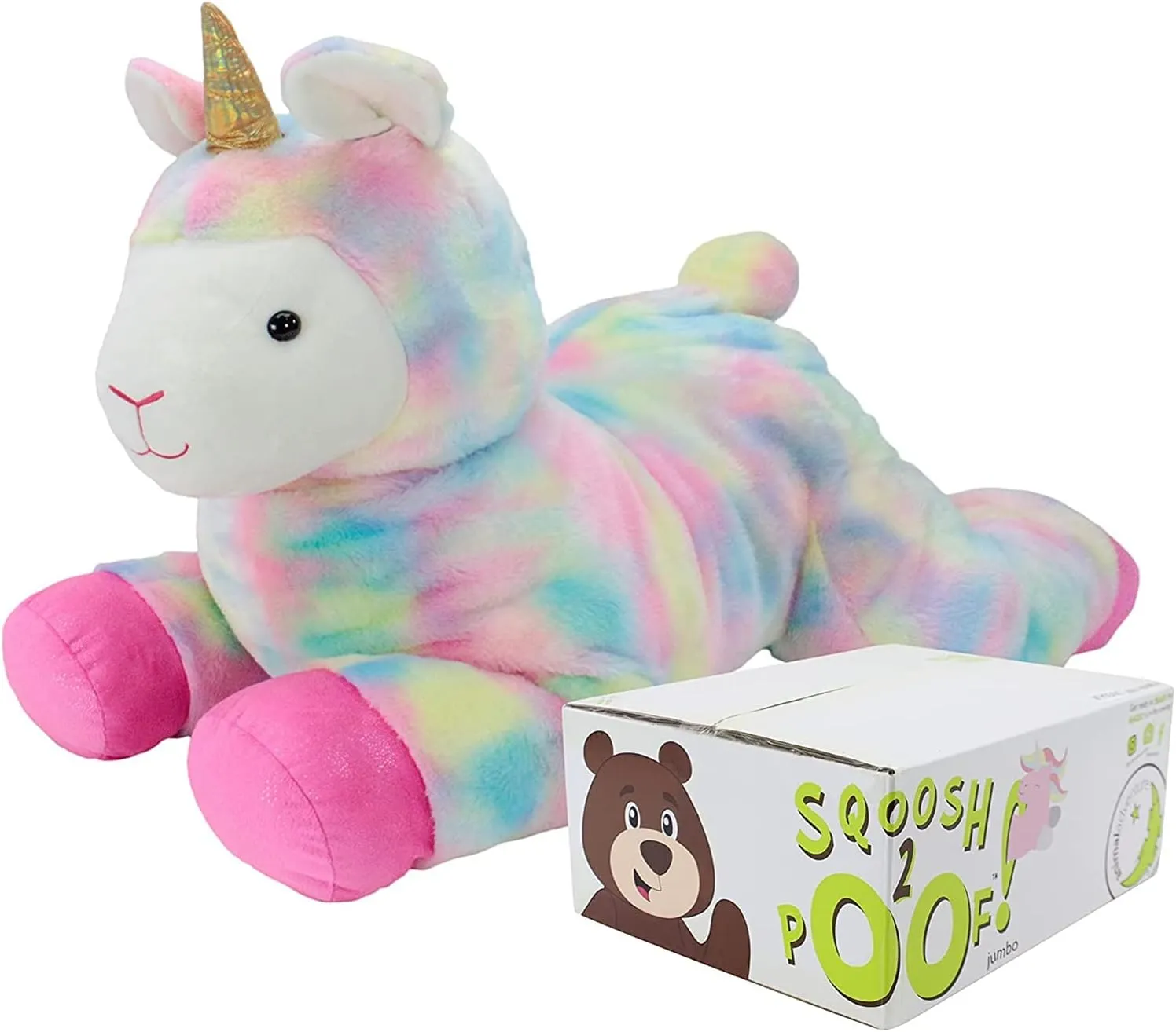 Animal Adventure | Sqoosh2Poof Giant, Cuddly, Ultra Soft Plush Stuffed Animal with Bonus Interactive Surprise - 44" Llamacorn