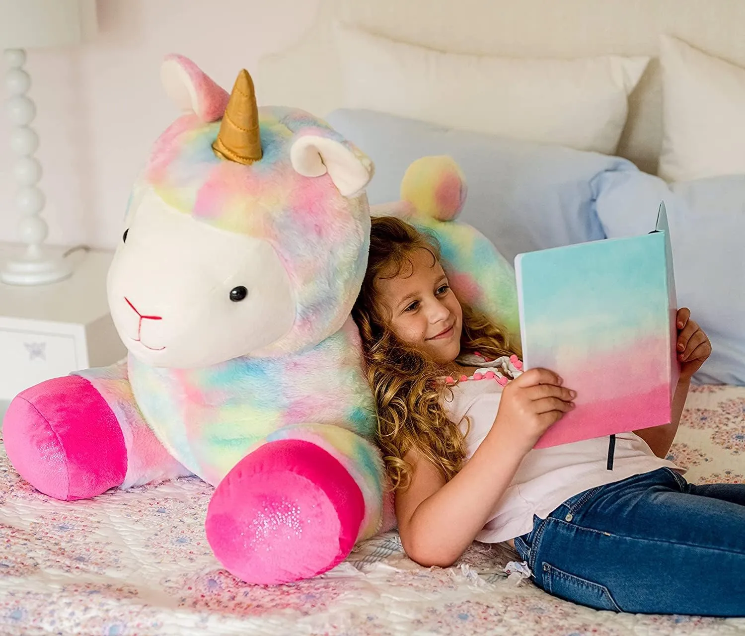 Animal Adventure | Sqoosh2Poof Giant, Cuddly, Ultra Soft Plush Stuffed Animal with Bonus Interactive Surprise - 44" Llamacorn