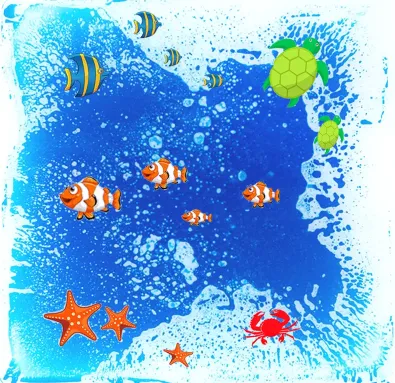 Animal Themed Liquid Floor Tiles - Pack of 4