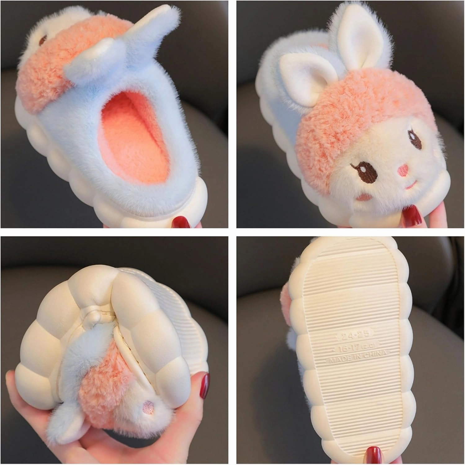 Animal slippers for women Cute rabbit slippers Soft warm winter home plush cotton slippers Cotton shoes