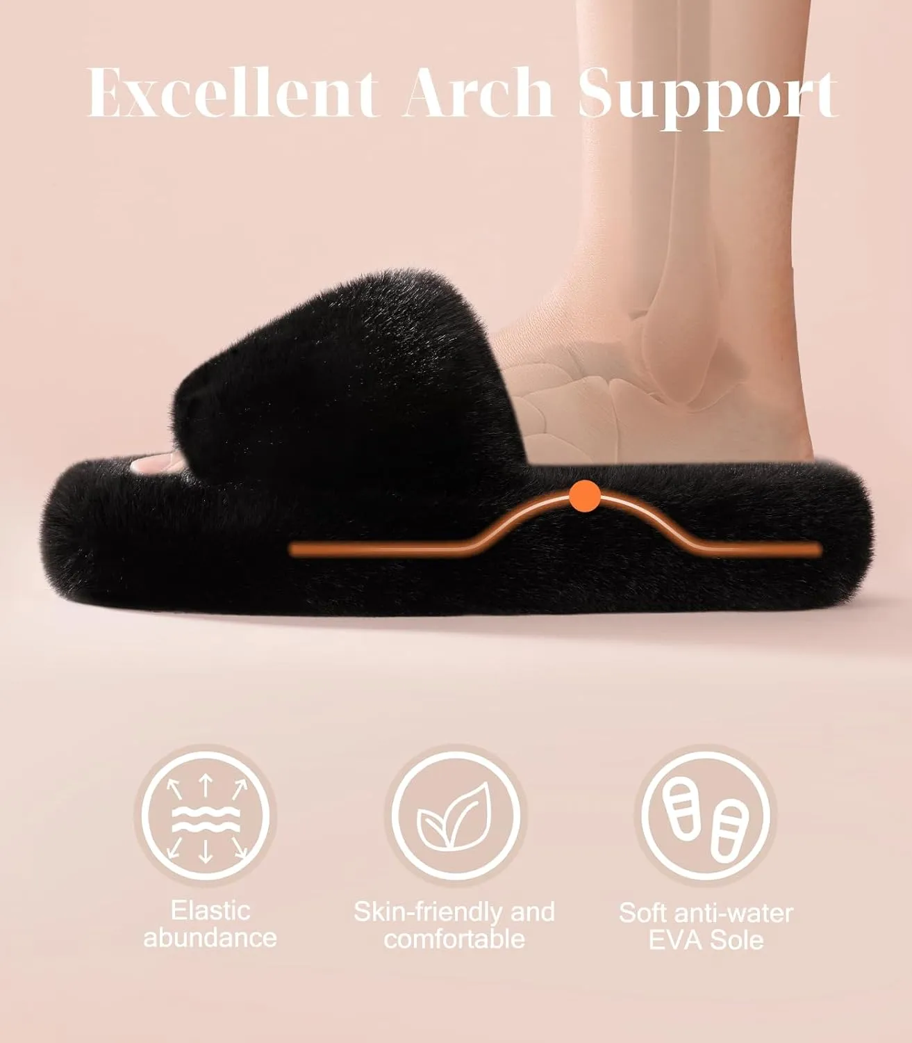 Ankis Comfy Women's Plush Slippers - Cute Chic Versatile Pretty Platform, Open Toe, Non-slip House Fluffy Fuzzy Slippers for Women Indoor Outdoor, All Seasons