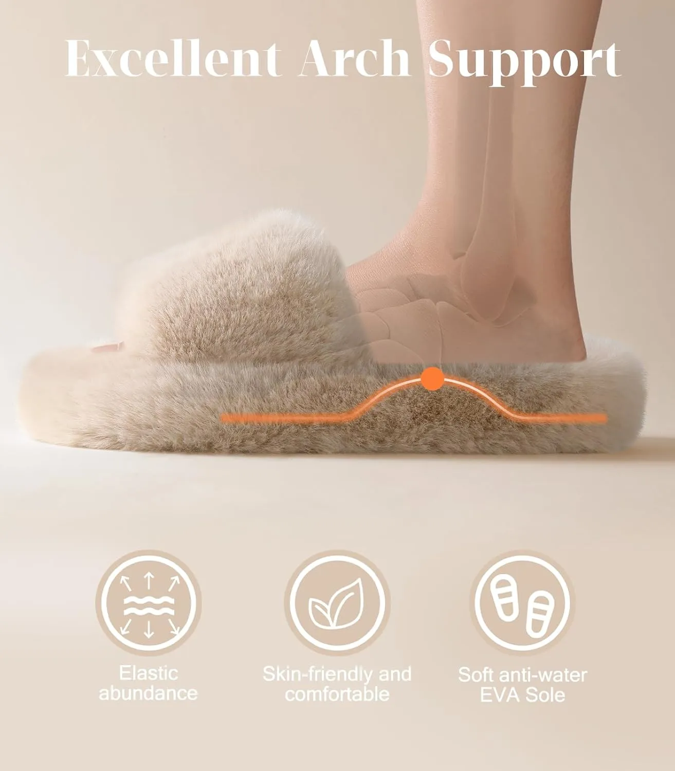 Ankis Comfy Women's Plush Slippers - Cute Chic Versatile Pretty Platform, Open Toe, Non-slip House Fluffy Fuzzy Slippers for Women Indoor Outdoor, All Seasons