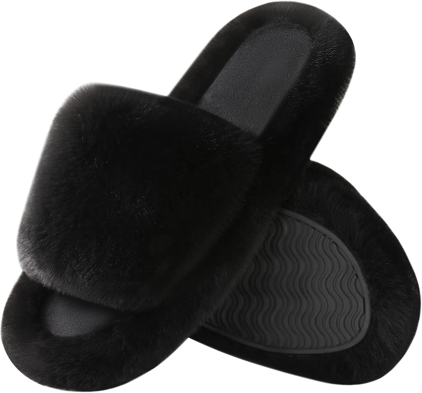 Ankis Comfy Women's Plush Slippers - Cute Chic Versatile Pretty Platform, Open Toe, Non-slip House Fluffy Fuzzy Slippers for Women Indoor Outdoor, All Seasons