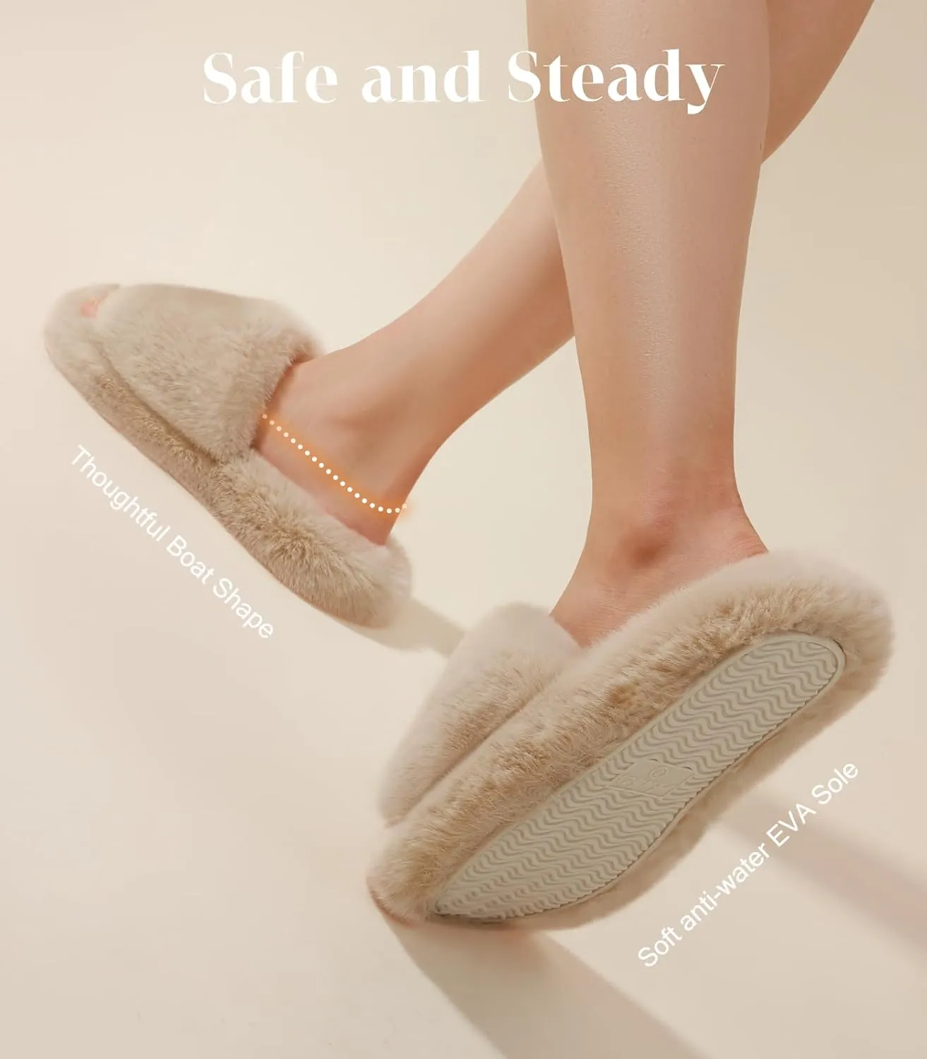 Ankis Comfy Women's Plush Slippers - Cute Chic Versatile Pretty Platform, Open Toe, Non-slip House Fluffy Fuzzy Slippers for Women Indoor Outdoor, All Seasons