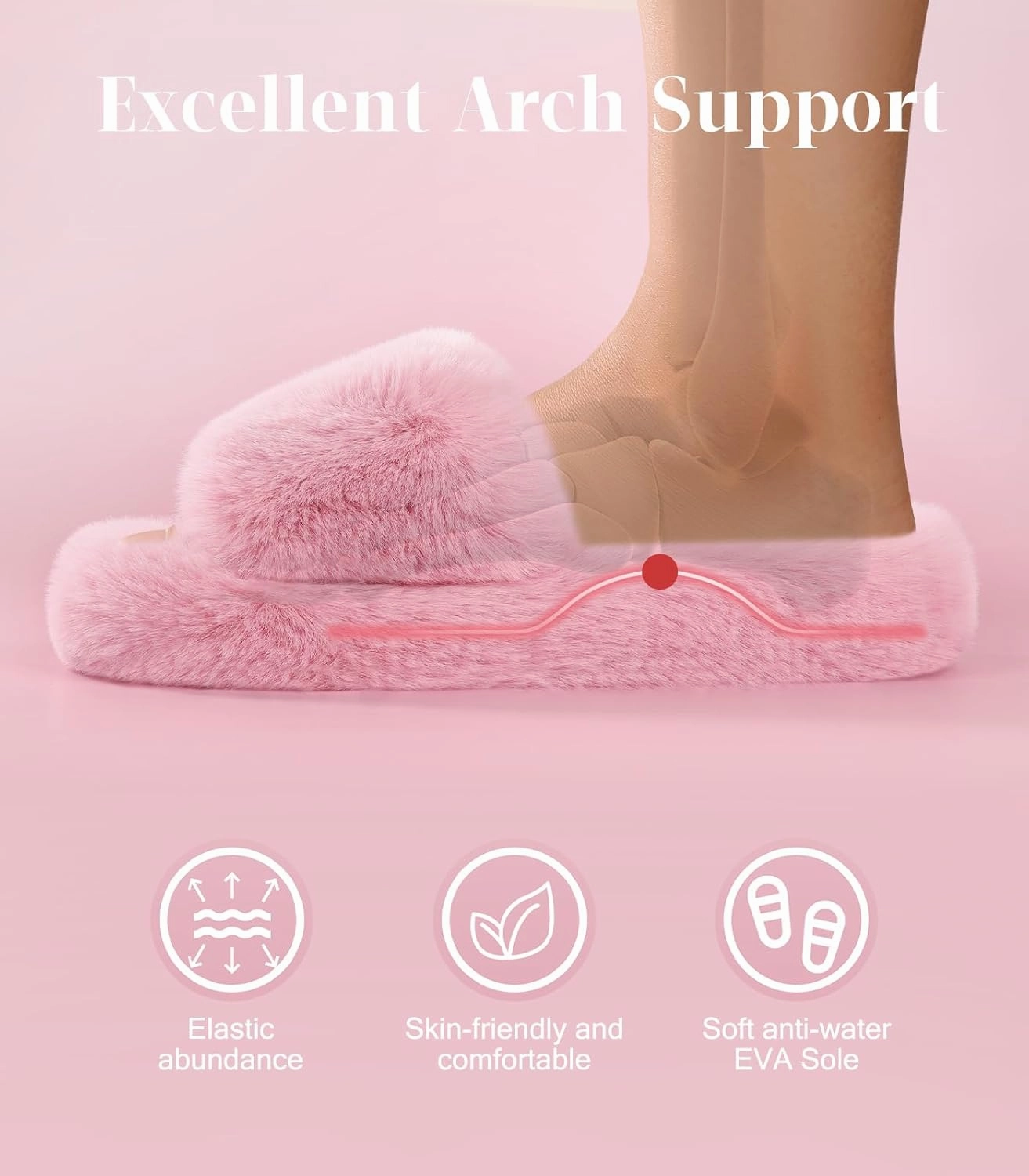 Ankis Comfy Women's Plush Slippers - Cute Chic Versatile Pretty Platform, Open Toe, Non-slip House Fluffy Fuzzy Slippers for Women Indoor Outdoor, All Seasons