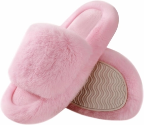 Ankis Comfy Women's Plush Slippers - Cute Chic Versatile Pretty Platform, Open Toe, Non-slip House Fluffy Fuzzy Slippers for Women Indoor Outdoor, All Seasons