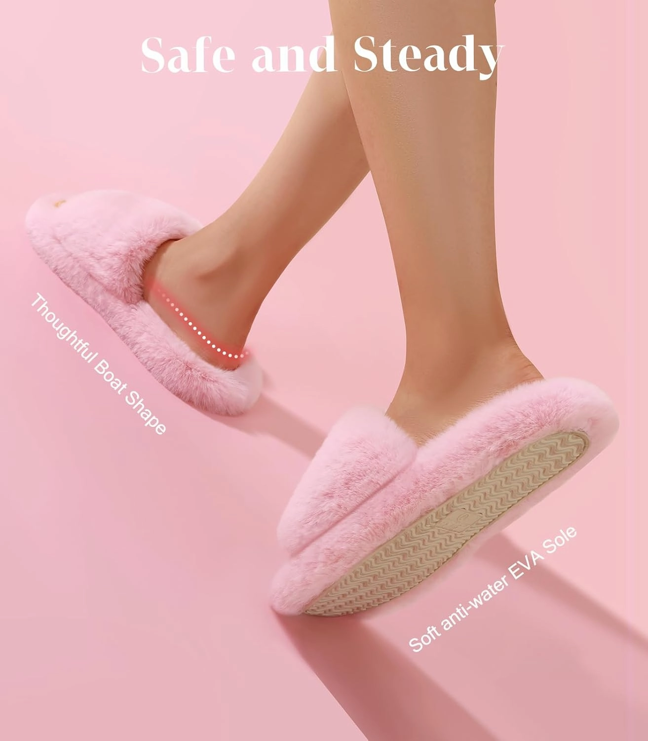 Ankis Comfy Women's Plush Slippers - Cute Chic Versatile Pretty Platform, Open Toe, Non-slip House Fluffy Fuzzy Slippers for Women Indoor Outdoor, All Seasons