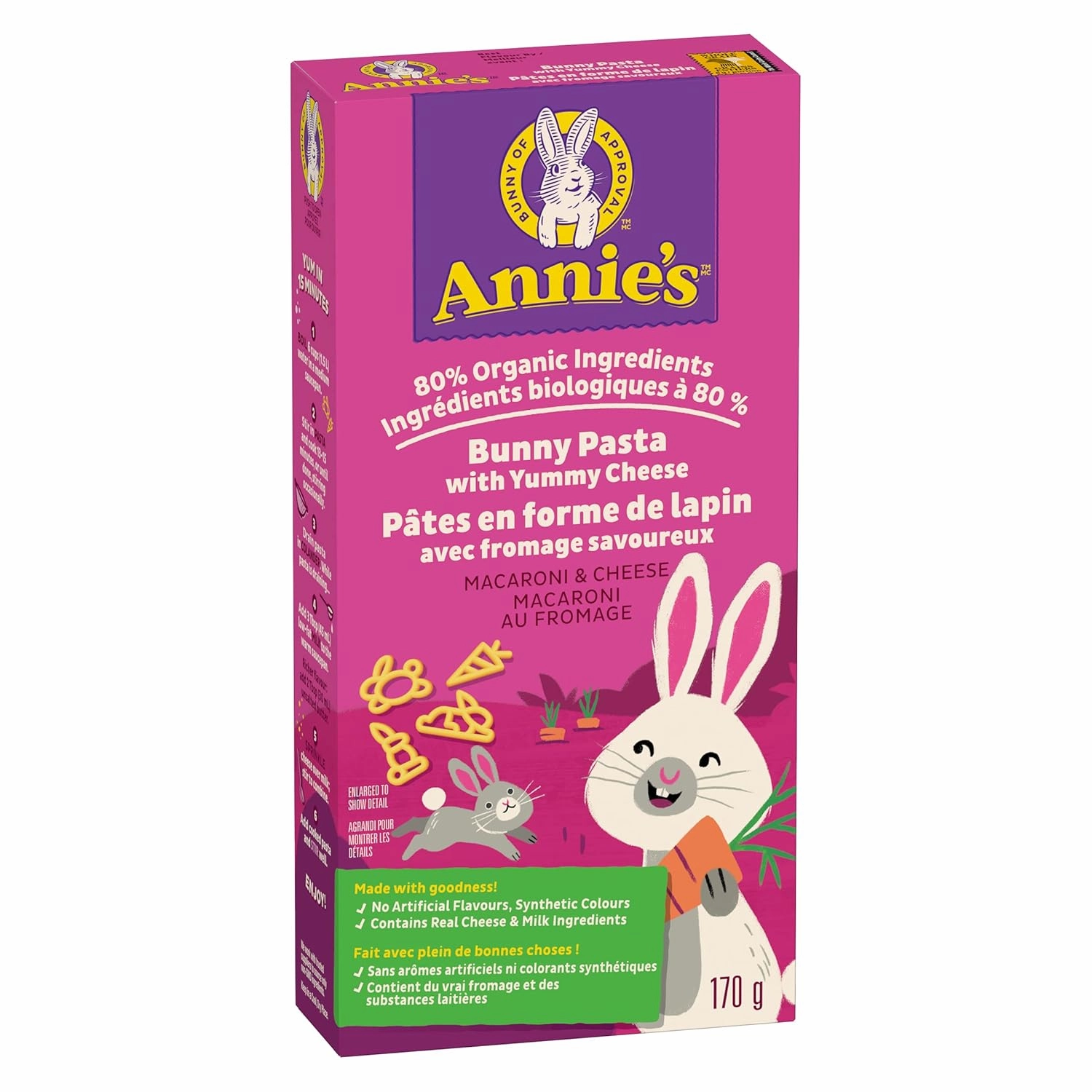 Annie's Yummy Bunnies and Cheddar, Mac and Cheese Made with Organic Pasta, 6 oz (Pack of 12)