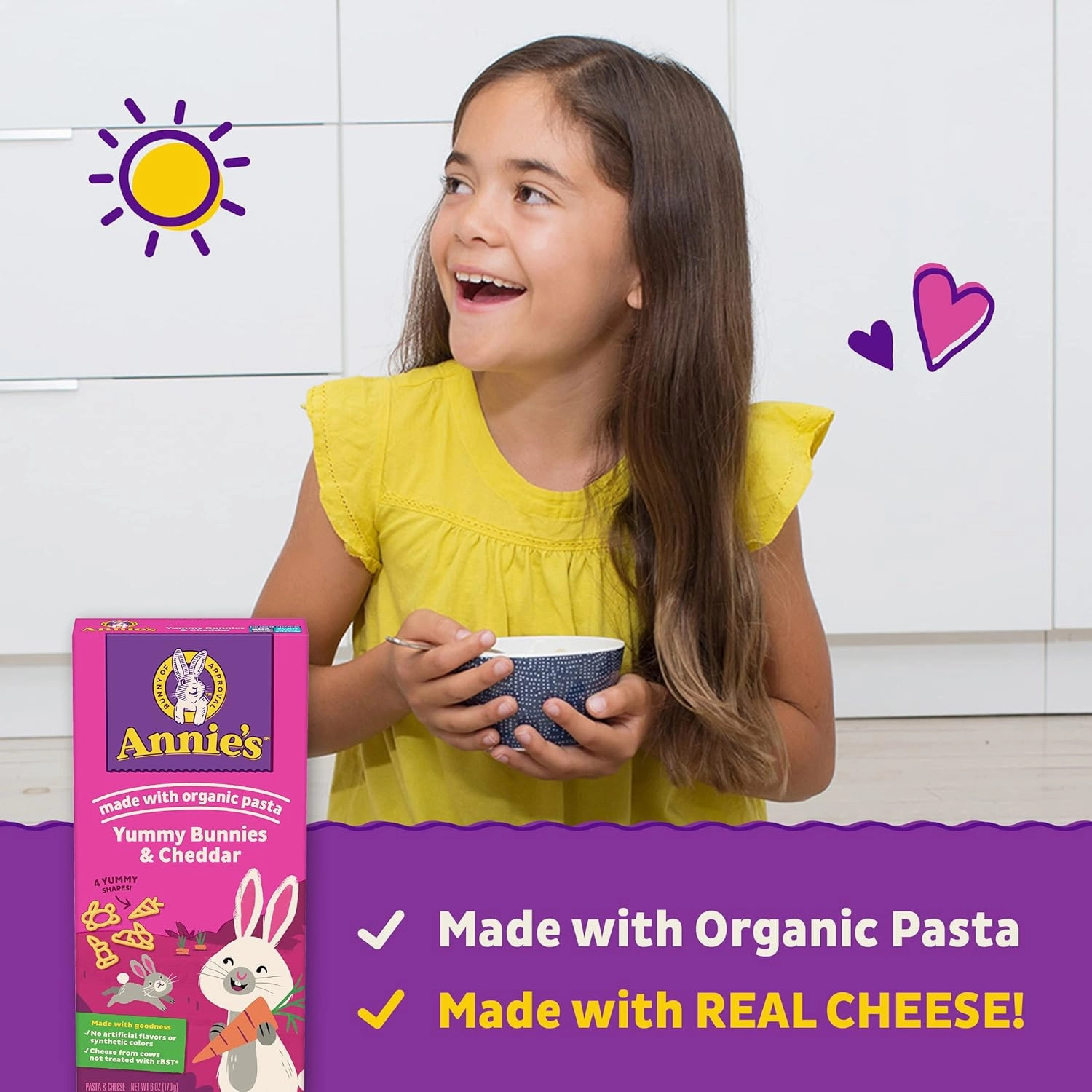 Annie's Yummy Bunnies and Cheddar, Mac and Cheese Made with Organic Pasta, 6 oz (Pack of 12)