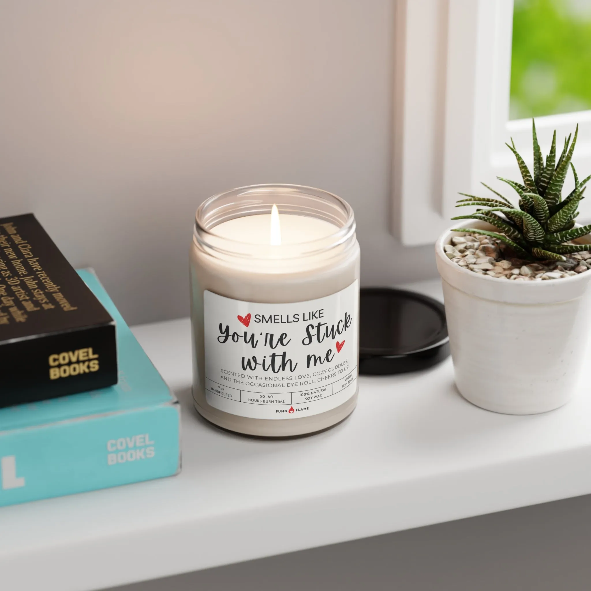 Anniversary Gift, You're Stuck With Me White Candle, Valentines Gift for Him/Her, 100% Vegan Soy Wax Scented Candle Eco-Friendly Long-Lasting Candle