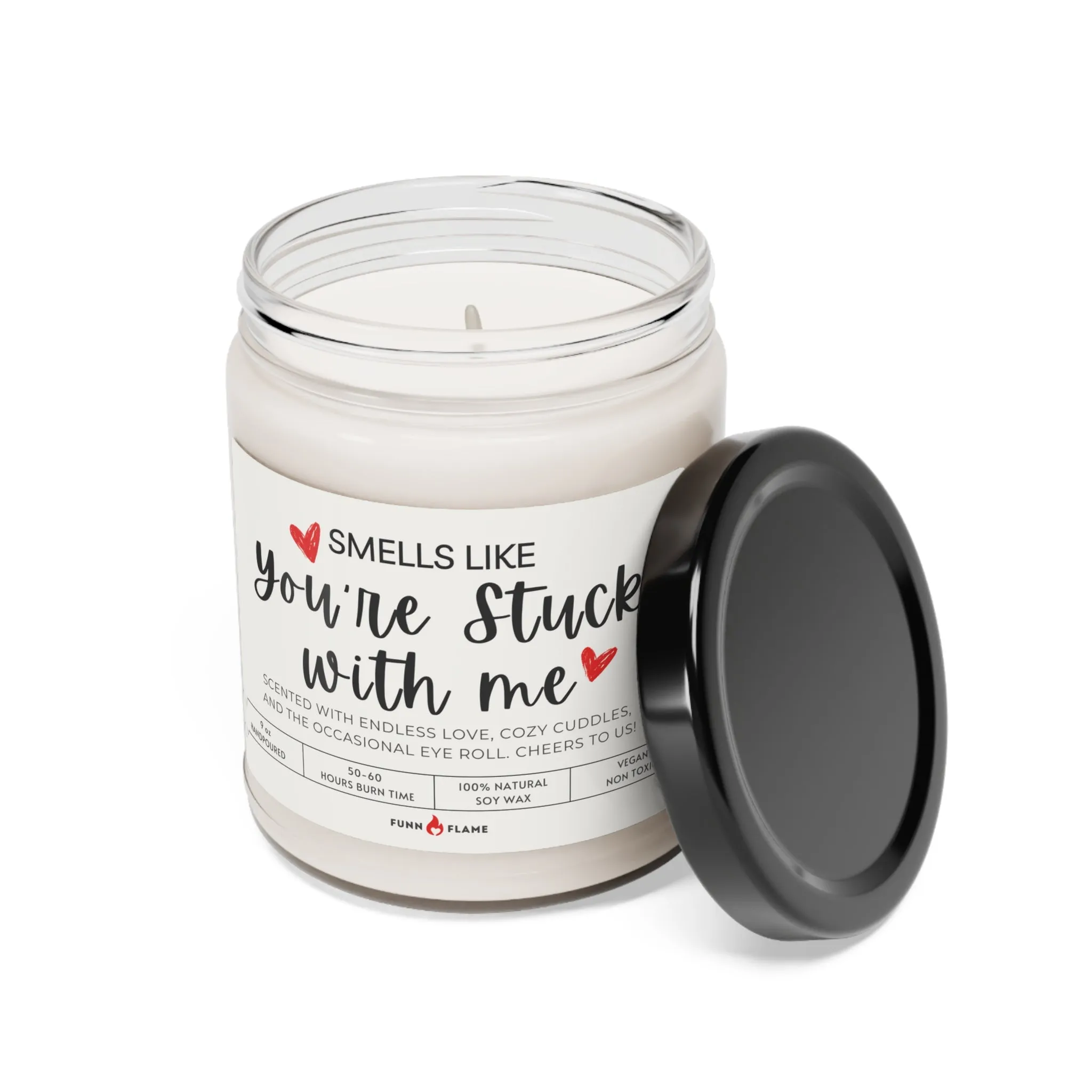 Anniversary Gift, You're Stuck With Me White Candle, Valentines Gift for Him/Her, 100% Vegan Soy Wax Scented Candle Eco-Friendly Long-Lasting Candle