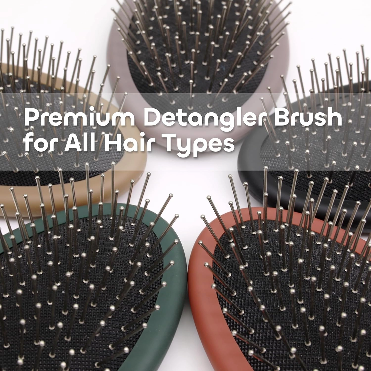 Anti-Static Hair Brush Oval, Stainless-Steel Bristles Detangler for Wigs & Hair, ABS Handle (Tektite Black   Blue, Couple)