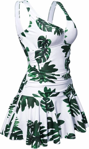 AONTUS Plus Size Hawaiin Swimsuits for Women Swimwear Long Torso Tummy Control Swimdress