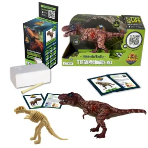 AR Dinosaur XL & Brick Combo - Tyrannosaurus-Rex - 10" Articulated Sound Toy Figure & Paleontology Kit, T-Rex Augmented Reality, Kids