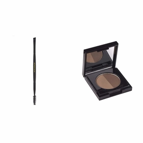Arches & Halos Brow Shaping Set - Dual Ended Brush With Luxury Brow Powder In Neutral Brown - Define, Brush And Blend Brows - Easily Fill, Sculpt Full Eyebrows - Vegan, Cruelty Free Makeup - 2 Pc