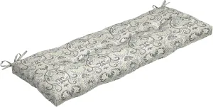 Arden Selections Outdoor Plush Modern Tufted Bench Cushion, 48 x 18, Water Repellent, Fade Resistant, Tufted Bench Cushion for Bench and Swing 48 x 18, Neutral Aurora Damask