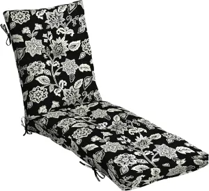 Arden Selections Outdoor Plush Modern Tufted Chaise Cushion, 76 x 22, Water Repellent, Fade Resistant, Tufted Cushion for Chaise Lounger 76 x 22, Ashland Black Jacobean