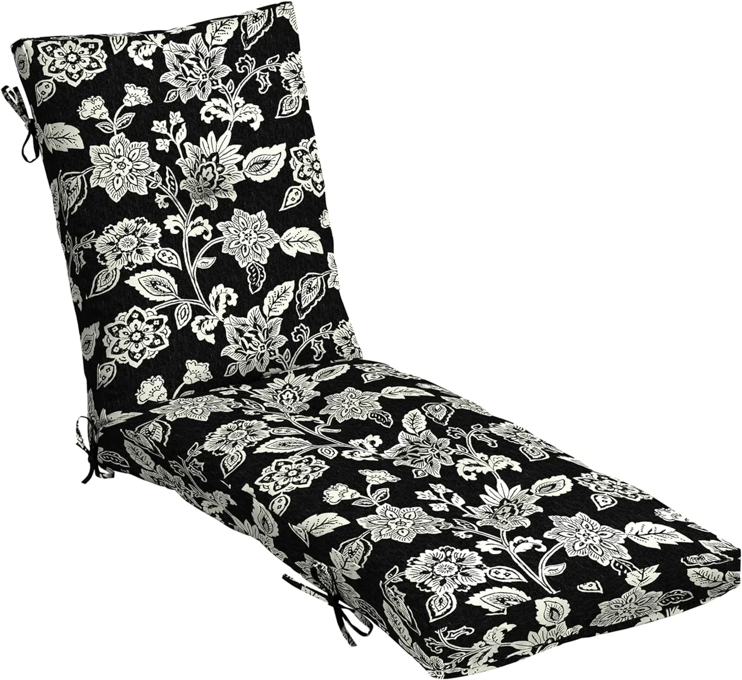Arden Selections Outdoor Plush Modern Tufted Chaise Cushion, 76 x 22, Water Repellent, Fade Resistant, Tufted Cushion for Chaise Lounger 76 x 22, Ashland Black Jacobean
