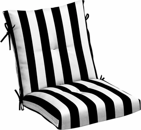 Arden Outdoor Plush Modern Tufted Blowfill Dining Chair Cushion, 21 x 40, Rain-Proof, Fade Resistant, Tufted Cushion for Dining and Bistro Chairs Black Cabana Stripe