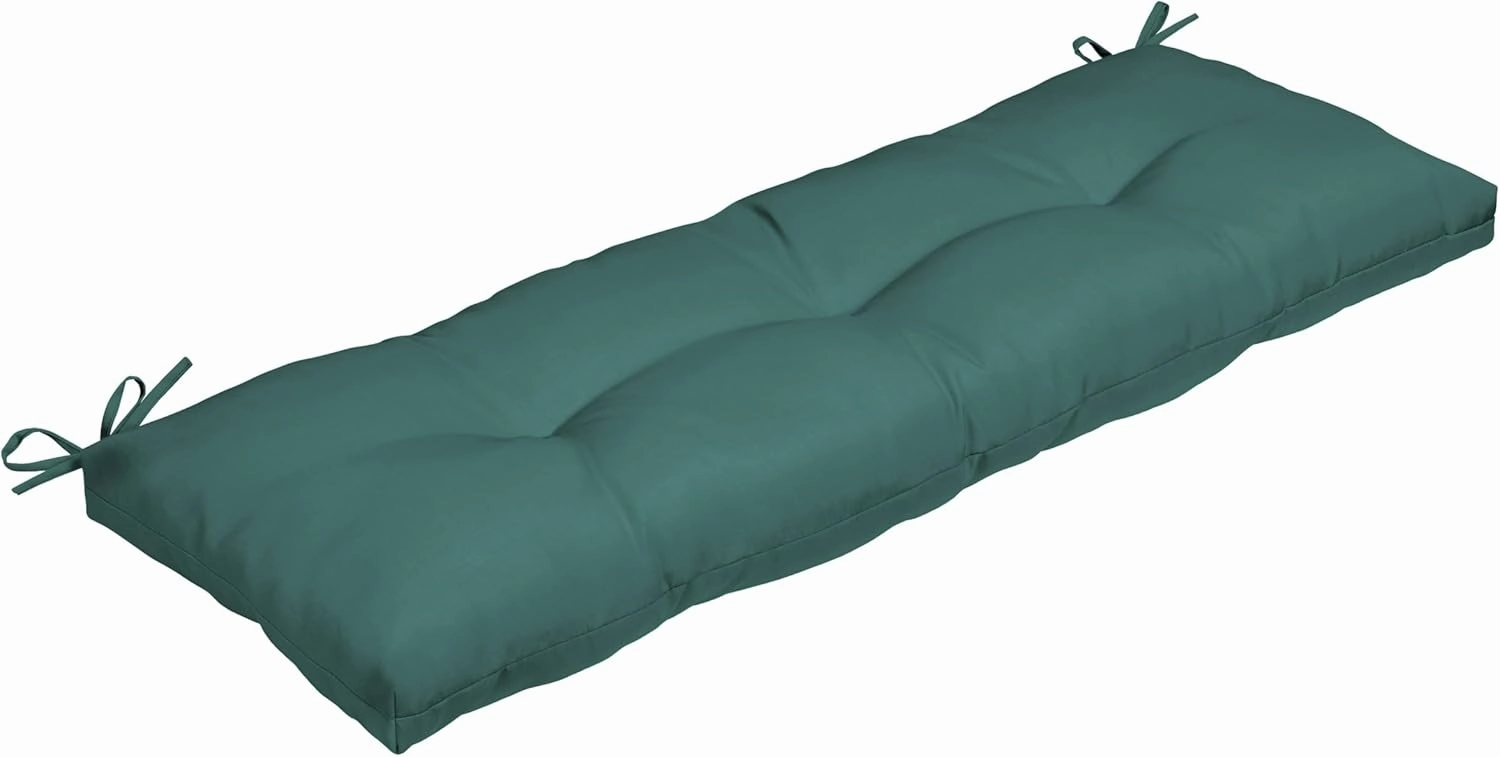 Arden Selections Outdoor Plush Modern Tufted Bench Cushion, 48 x 18, Water Repellent, Fade Resistant, Tufted Bench Cushion for Bench and Swing 48 x 18, Peacock Blue Green Texture