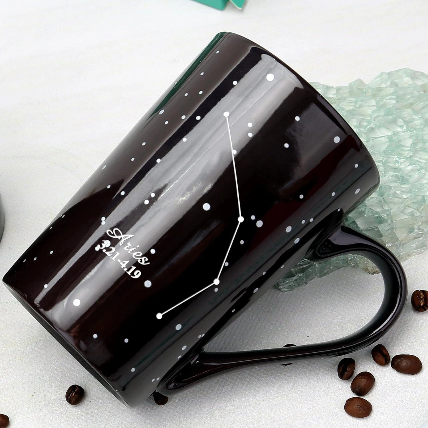 Aries Heat Changing Constellation Mug 12oz,Engraving Horoscope Aries Coffee Mug, Ceramic Color Changing Cup, Unique Holiday Birthday Gift for him and her, March April Magic Presents.