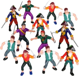 ArtCreativity Pirate Action Figures - Pack of 12 - Pirate Plastic Figures in Assorted Poses - Fun Pirates Figurines Party Favors and Prizes for Kids Ages 3-5 5-7