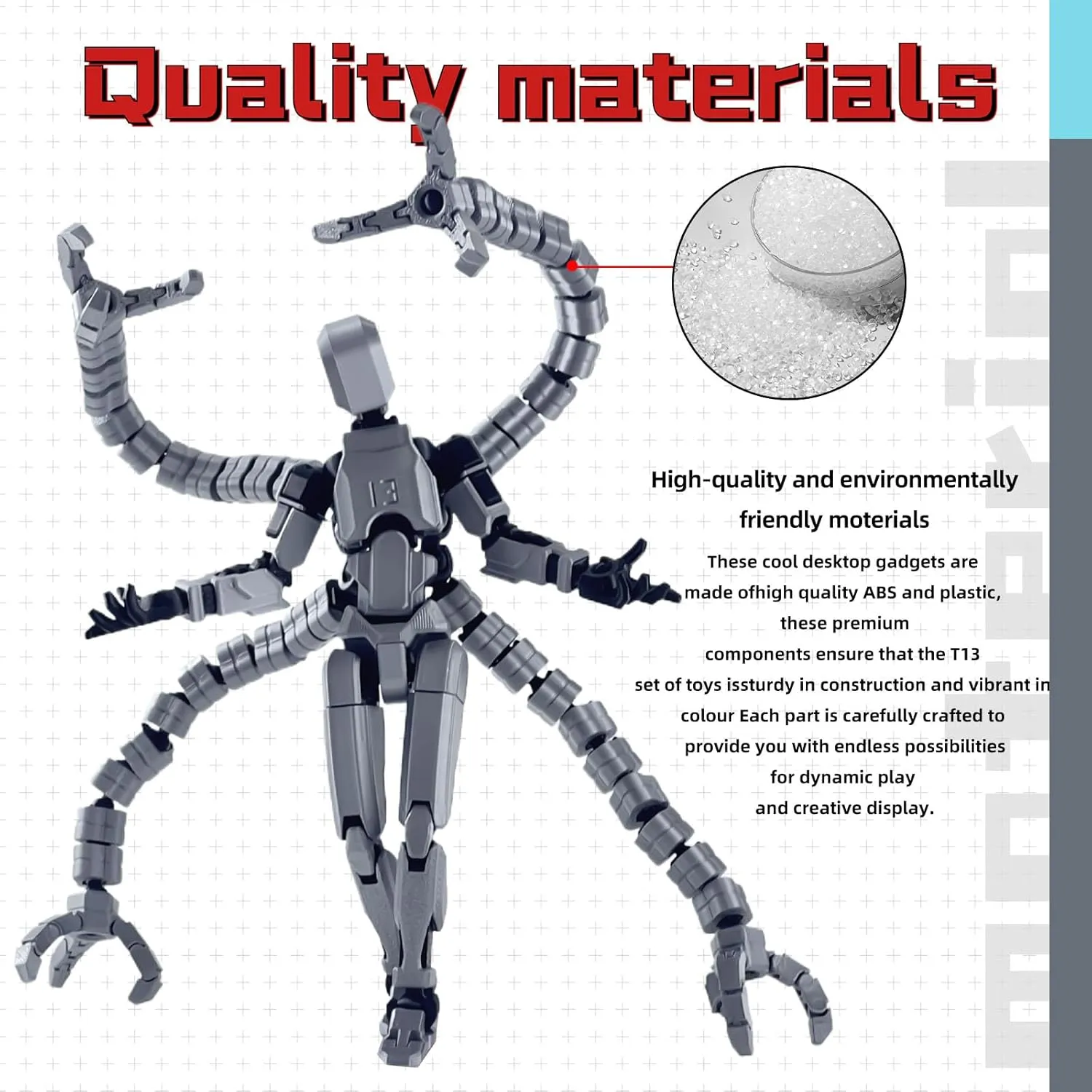 Assembly Completed T13 Action Figure,T13 Action Figure Multi-Jointed Movable,Ultimate Desktop Decor for Lovers t-13 Movability 3D Printed Toys (Black red, 7.2in)