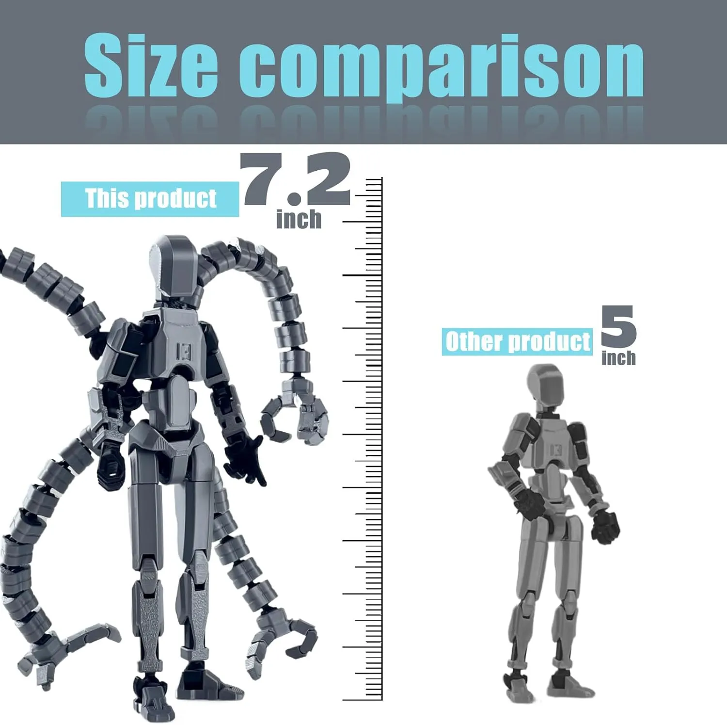 Assembly Completed T13 Action Figure,T13 Action Figure Multi-Jointed Movable,Ultimate Desktop Decor for Lovers t-13 Movability 3D Printed Toys (Black red, 7.2in)