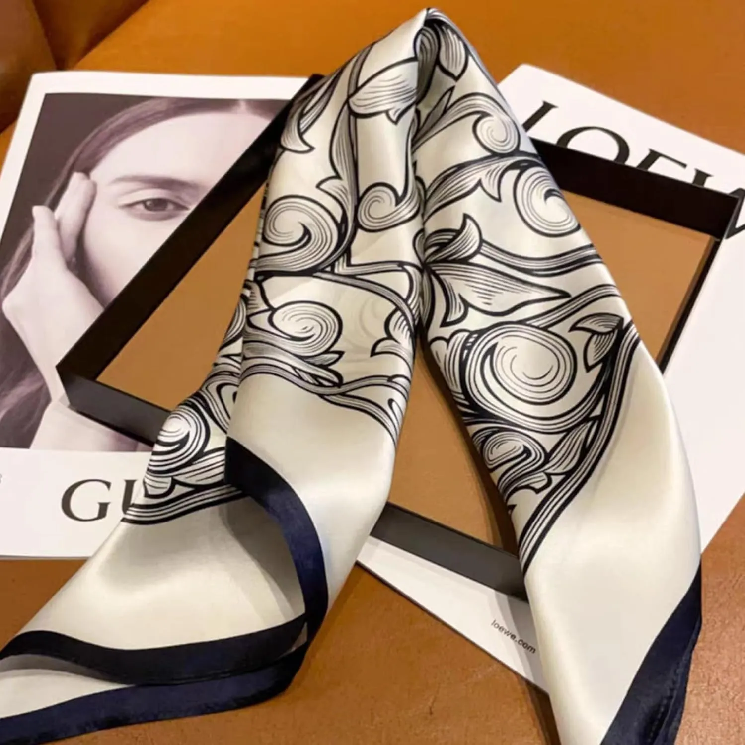 Aufeel Women's 100% Pure Mulberry Silk Small Square Scarf - Neckerchief Women - Silk Headscarf - 21" x 21"